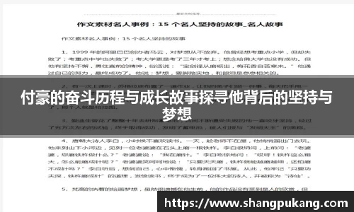 付豪的奋斗历程与成长故事探寻他背后的坚持与梦想